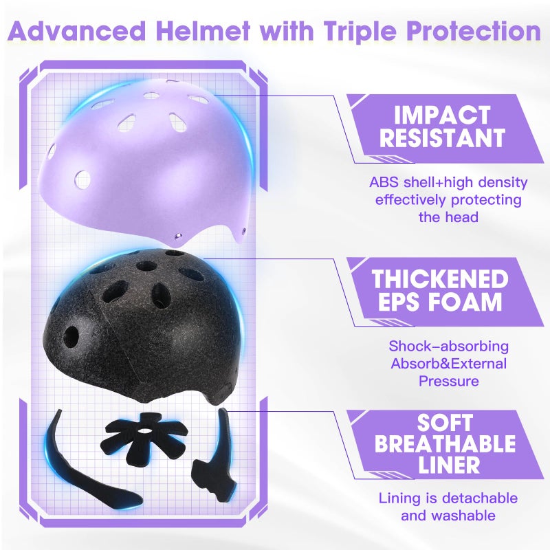 ArgoHome Toddler Kids Bike Helmet Set - Adjustable Cycling Helmet with Knee, Elbow Pads & Wrist Guards Sport Protective Gear Little Kid - Image 2